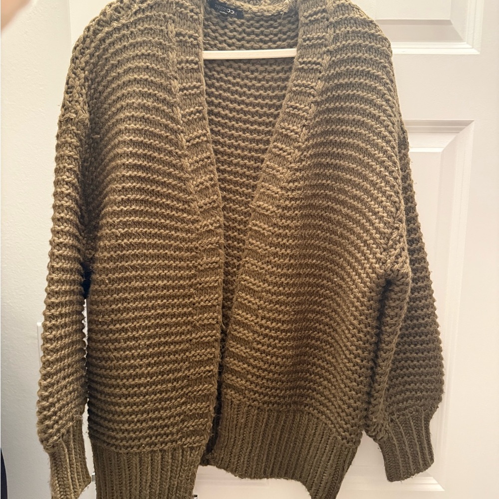 Chunky Knit Olive Cardigan